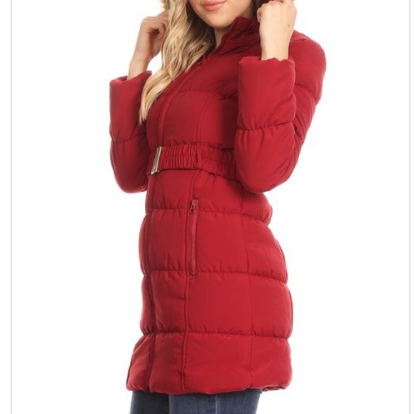 Jackets & Coats Long Red Puffer Coat With Hood Poshmark